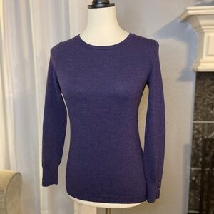 Banana Republic Extra Fine Merino Wool Purple Sweater with Button Cuffs XS
